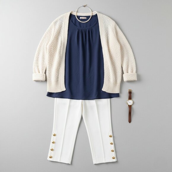 Roz & Ali XL Solid Navy Blue Sleeveless Blouse Pleated Neck Career Plus Size - Picture 3 of 9